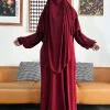 ensemble 2 pièces de vêtements de prière pour femmes, jilbab, ramadan islamique, jilbeb, dubaï, tenue modeste turque, écharpe tiens imar superposée, hijab