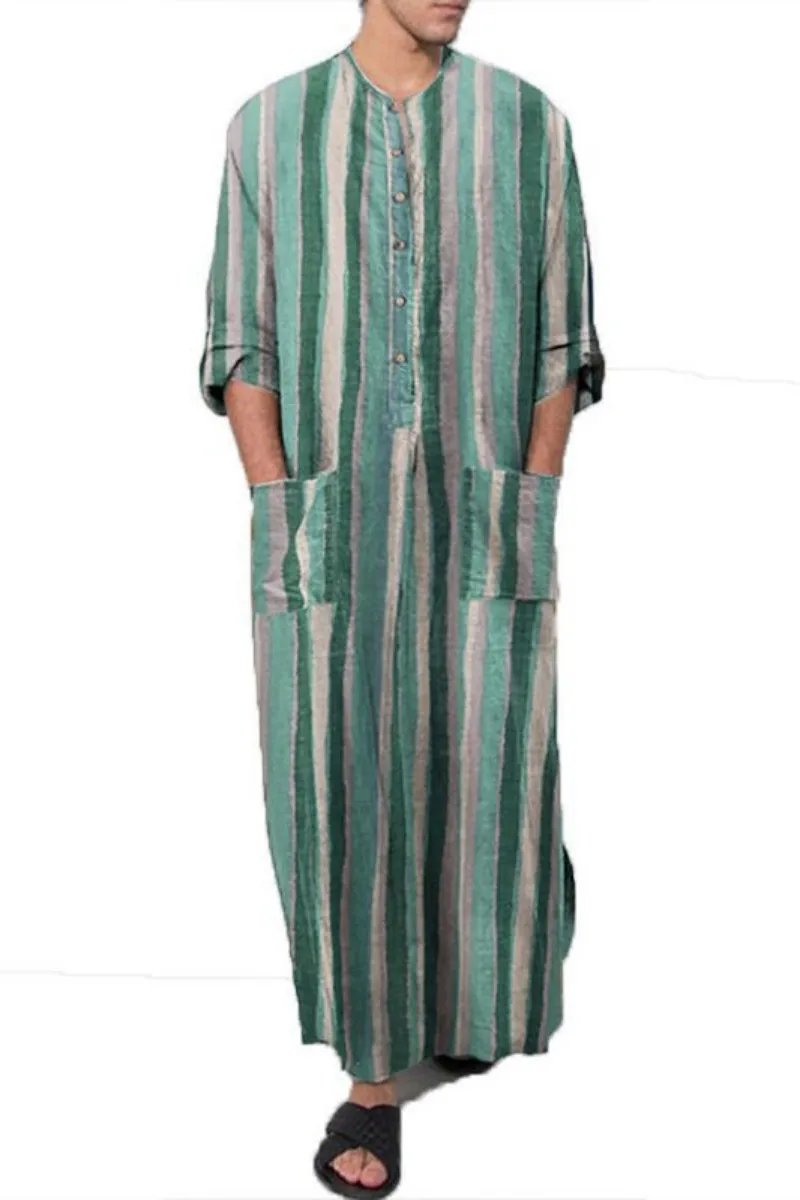 chemises de nuit rayées à manches longues pour hommes, vêtements islamiques, robes abaya douces, mode musulmane, zones arabes, saoudien, homme