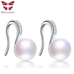 Nouvelle Amende Grade AAAA Perle D&rsquo;eau Douce Boucles D&rsquo;oreilles Pour Les Femmes Charme Bijoux De Fête De Mariage Boucles D&rsquo;oreilles, Top 8-9mm Pain Perles Rondes