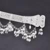 ceinture drapeau empire assyrien pour femmes, accessoires à la mode, pompon feuille, argent brillant, bijoux de corps pour femmes