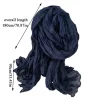 Écharpe de couleur unie rétro automne hiver nouveau plissé rétro mince long cou plus chaud hommes et femmes chaud coton chanvre foulards