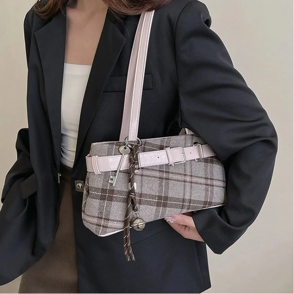 nouveau sac à main boho sac à bandoulière plaid léger sous les bras sac cloche pendentif femmes sac femmes