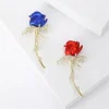 broches à fleurs en strass bleu rouge pour femmes, élégantes, exquises, brillantes, en zircon, épingles à revers, badge de fête de mariage, bijoux