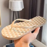 Pantoufles à semelles plates de couleur unie, chaussures d&rsquo;extérieur antidérapantes de Massage, Lingge EVA, sandales d&rsquo;été pour la maison