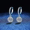 boucles d'oreilles rondes en argent sterling 925 pour femmes, 1 carat, moissanite, style de soirée de luxe