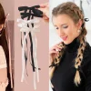 Épingle à cheveux en tissu pour femmes et filles, 2 pièces, ruban, vêtements de sauna, noir, blanc, pince supérieure, accessoires pour cheveux féminins