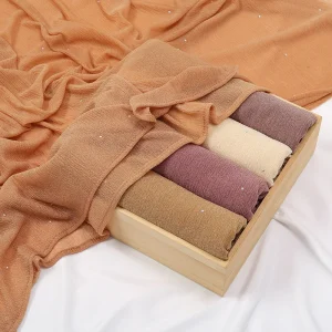 Hijab Musulman en Polyester Fin avec Perles et Strass pour Femme, Châle, Turban Islamique, 200x70cm