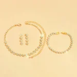 Ensemble de bijoux en strass plaqué argent brillant, collier, boucles d&rsquo;oreilles, Bracelet, Collection d&rsquo;accessoires en trois pièces