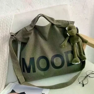 Sac en toile Chic pour jeunes et hommes, sac à bandoulière de grande taille avec motif de lettres, sac à bandoulière idéal pour femmes et étudiants 1 pièce