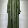abaya – kimono musulman à rayures solides, cardigan ethnique rétro, robe de dubaï, moyen orient, arabie saoudite, vêtements eid, nouvelle mode 2024