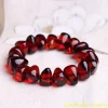 bracelet en ambre rouge pour femmes et hommes, perles d'ambre de sang naturel baltique, élastique, triangle, accessoires bijoux