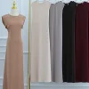 femmes musulmanes arabe dubaï abaya couleur unie intérieur longue robe ceinture extensible modeste ramadan robe caftan femme islam vêtements