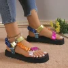 2025 nouveau été en plein air plage sandales décontractées mode femmes sandales couleur plat décontracté chaussures lumineuses pour dames zapatillas mujer