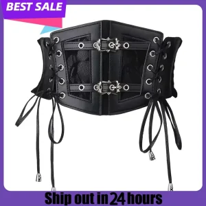 Ceinture Corset rétro pour femmes, Style gothique, dentelle élastique, boucle ardillon, corde à nouer, accessoire Punk pour chemise et robe