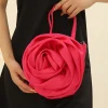 sacs à main de luxe en forme de rose pour femmes, sac à bandoulière plissé en soie à fleurs, bourse de soirée en satin, pochettes de fête de mariage