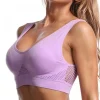 soutien gorge de sport respirant pour femmes, sous vêtements sexy, brassière sans fil, hauts de sport, absorbe la sueur, gilet actif antichoc, coussinet amovible