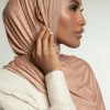 Écharpe hijab en coton extensible avec trou d'oreille pour femme, foulard de sauna musulman, enveloppe la tête, châle de cou islamique, prêt à vitation