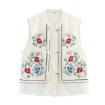 Débardeur en coton brodé de fleurs pour femmes, couverture d&rsquo;estomac, style Boho Y2k, haut élégant pour femme, Vintage, Harajuku