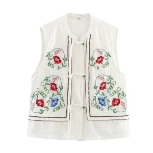 Débardeur en coton brodé de fleurs pour femmes, couverture d&rsquo;estomac, style Boho Y2k, haut élégant pour femme, Vintage, Harajuku
