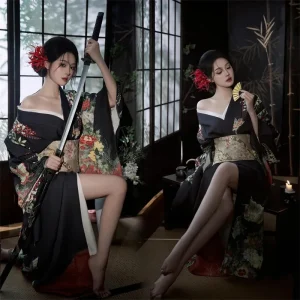Kimono traditionnel japonais Yukata Haori pour femmes, chemisier Cosplay, mode d&rsquo;été, vêtements de photographie, robe de soirée