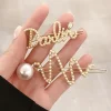 Épingles à cheveux en perles pour filles, épingles à cheveux en lettres, pinces à cheveux pour femmes, outil de coiffure, cordon, accessoires pour cheveux, bijoux cadeaux, 216.239.