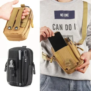 Sac de ceinture pour hommes, sac de taille d&rsquo;extérieur, camouflage étanche, accessoires de sport et de chasse, sac de rangement pour téléphone portable en nylon Molle