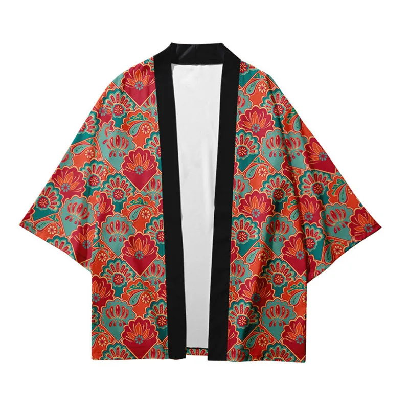 kimono yukata imprimé floral pour hommes et femmes, cardigan, chemisier ample, haori, vêtements anime asiatiques, chemise kimono japonaise harajuku