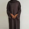 robe abaya ample et fermée, robe pour femmes musulmanes, pull à manchette fendue, coupe décontractée, vêtements islamiques du ramadan et de dubaï, tenue hijabi décontractée