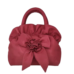 Lolita fleurs femmes nœud sac fermeture éclair doux gothique sac à main couleur unie avec poignée dames sac à main été