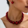 ensemble de bijoux luxueux et élégant avec perles artificielles/boucles d'oreilles et collier, adapté aux banquets quotidiens et aux cadeaux