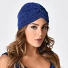 Chapeaux Hijabs pour femmes, turban musulman brillant, bandeau de sauna croisé, enveloppes de tête torsadées à nœud de style indien, écharpe de tête souple extensible, chapeau de sport