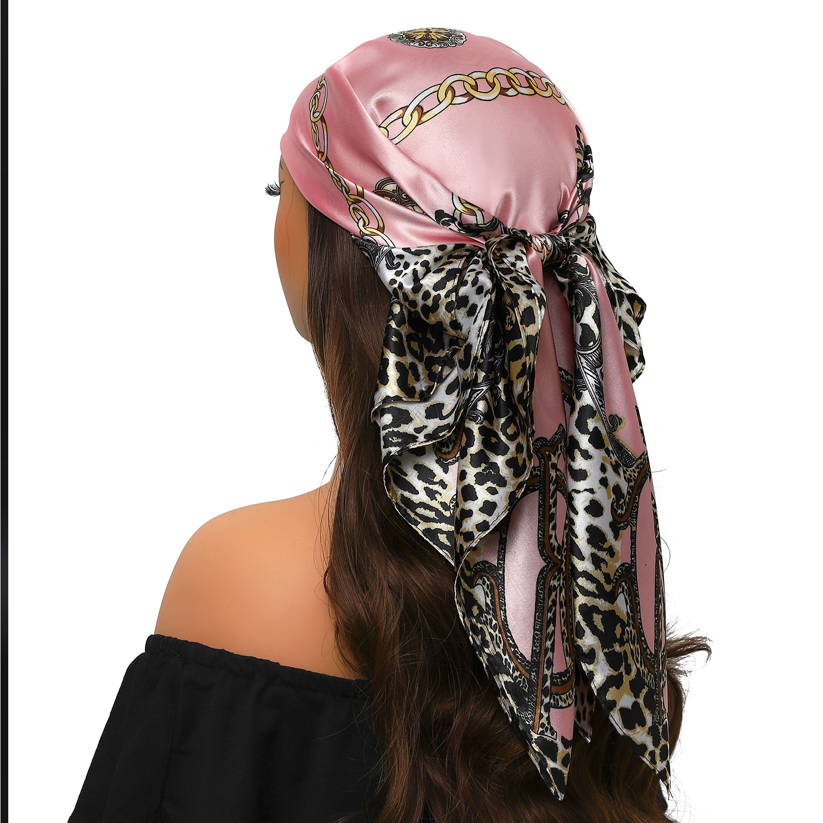 hijab géométrique artificiel imprimé de l'alphabet, châle fin noir et or, Écharpe douce et Élégante, 90x90cm