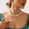 ensemble de bijoux en perles scintillantes, collier de perles multicouche élégant, bijoux exquis pour femmes, boucles d'oreilles pendantes en perles, cadeau