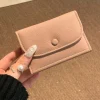 porte monnaie élégant en grain litchi, pochette courte avec fermeture éclair pour femmes, portefeuille court multifonction ultra fin, porte cartes en cuir pu