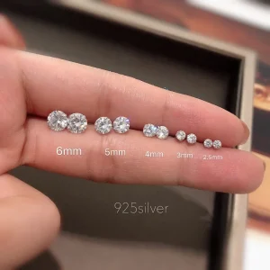 100% réel 925 bijoux en argent Sterling femmes mode mignon minuscule cristal clair CZ boucles d&rsquo;oreilles cadeau pour les filles adolescentes dame