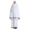 femmes musulmanes burqa robe dentelle deux pièces costume ethnique dame hijab abaya costume ramadan eid prière vêtement