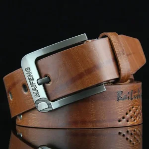Ceinture en cuir véritable pour homme, ceinture en alliage, haute qualité, structure classique, cowboy vintage, environnement d&rsquo;affaires, luxe