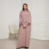 nouvelle mode musulmane 2025 femmes couleur unie décontracté à la mode élégant à manches longues à capuche abaya femme jalabiya vêtements manteau robes