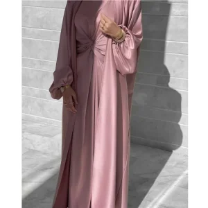 Robe Hijab musulmane Eid Satin Abayas 3 pièces ensembles assortis femmes ouvert turquie Robe arabe caftan Kimono Femme Jalabiya robes Robe Robe Hijab musulmane Eid Satin Abayas 3 pièces ensembles assortis femmes ouvert turquie Robe arabe caftan Kimono Femme Jalabiya robes Robe