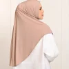 musulman instantané hijab femmes écharpe couverture complète cou couleur unie turban foulard islam facile à porter hijab coton chanvre intérieur hijab