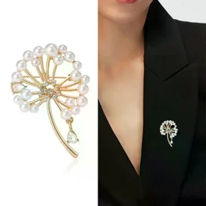 Broches de pissenlit en strass pour femmes, broches de plantes en perles, sac à dos de fête de Banquet, cadeaux, accessoires de bijoux
