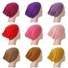 1pc couleur unie simple turban casquette élastique casquette intérieure bandeau décontracté bonnet sous écharpe ramadan hijab foulard chimio chapeaux