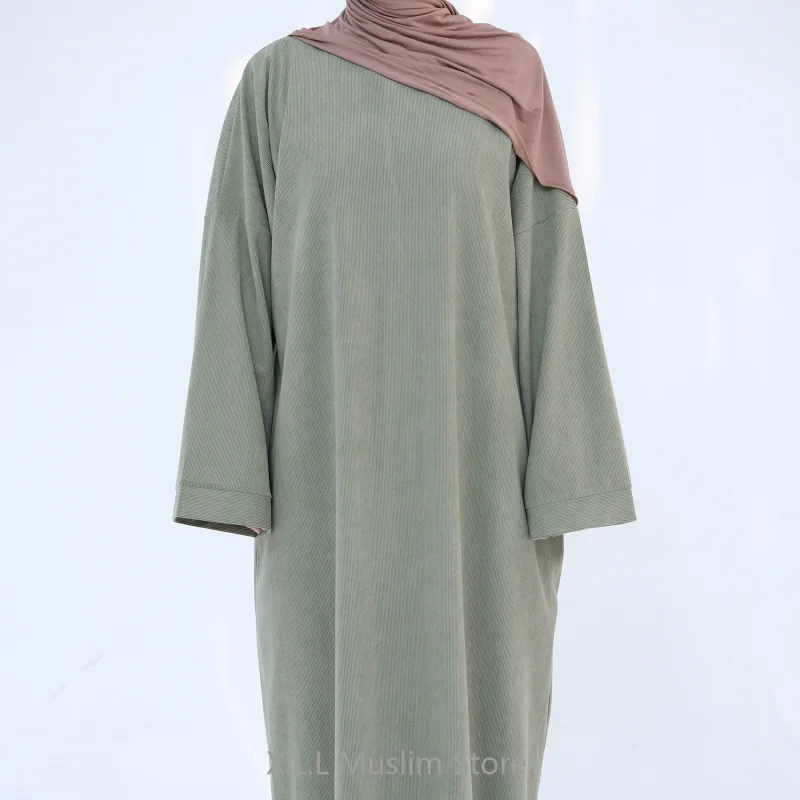 abaya robe de luxe en velours côtelé pour femme, caftan de turquie, vêtement marocain décontracté, Élégant, hiver, 2024