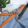 ceinture de taille en métal pu pour femmes et filles, ceinture sauvage, double anneau, environnement, argent et or, robe de loisirs, mode