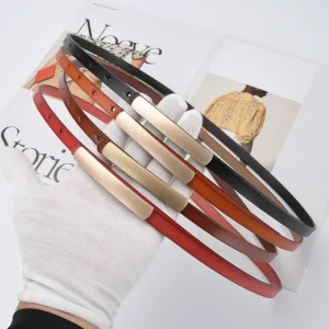 Ceinture en cuir pour femmes, élégante, à la mode, fine, fine, fine, avec boucle dorée, pour robe et jean