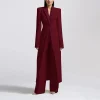 blazer beige à revers patricia pour femme, manteau long, costumes formels de mariage, veste et pantalon de bureau, 2 pièces