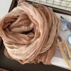 foulard en lin de coton rétro automne hiver plissé soie longs châles musulman froissé hijab foulard dégradé couleur froissé foulards