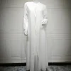 uni dubai solide blanc ouvert abaya pour femme musulmane avec hijab écharpe dentelle bande cardigan élégant décontracté ample marocain saoudien caftan