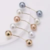broche en métal à double perle pour femmes, accessoires de vêtements, épingle de sécurité fixe, clip d'écharpe, décoration de robe, bijoux en perles, vente en gros