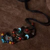 collier pendentif en pierre naturelle de style bohème, bijou créatif en métal tibétain et argenté, idéal comme cadeau